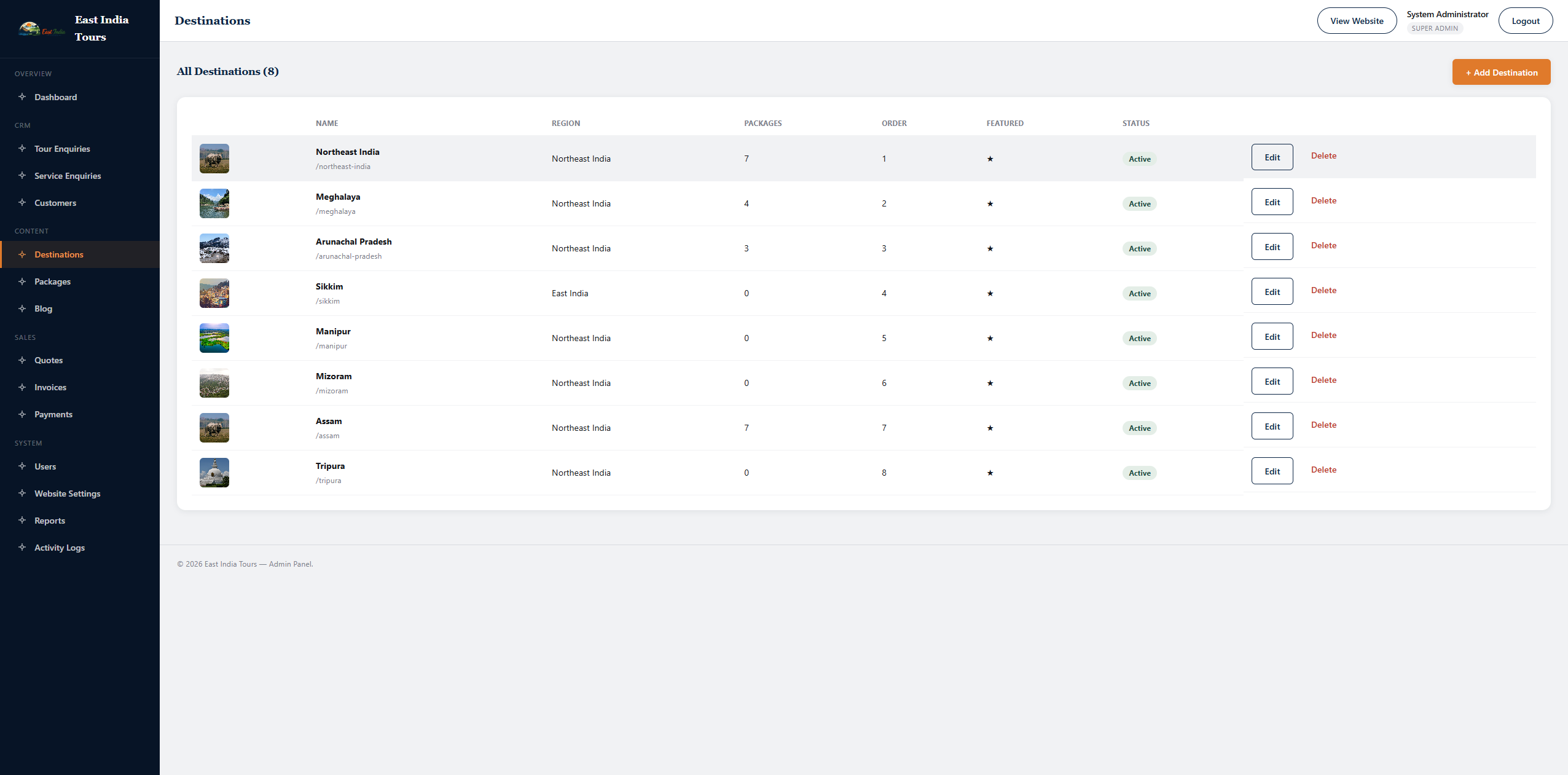 Destination content management