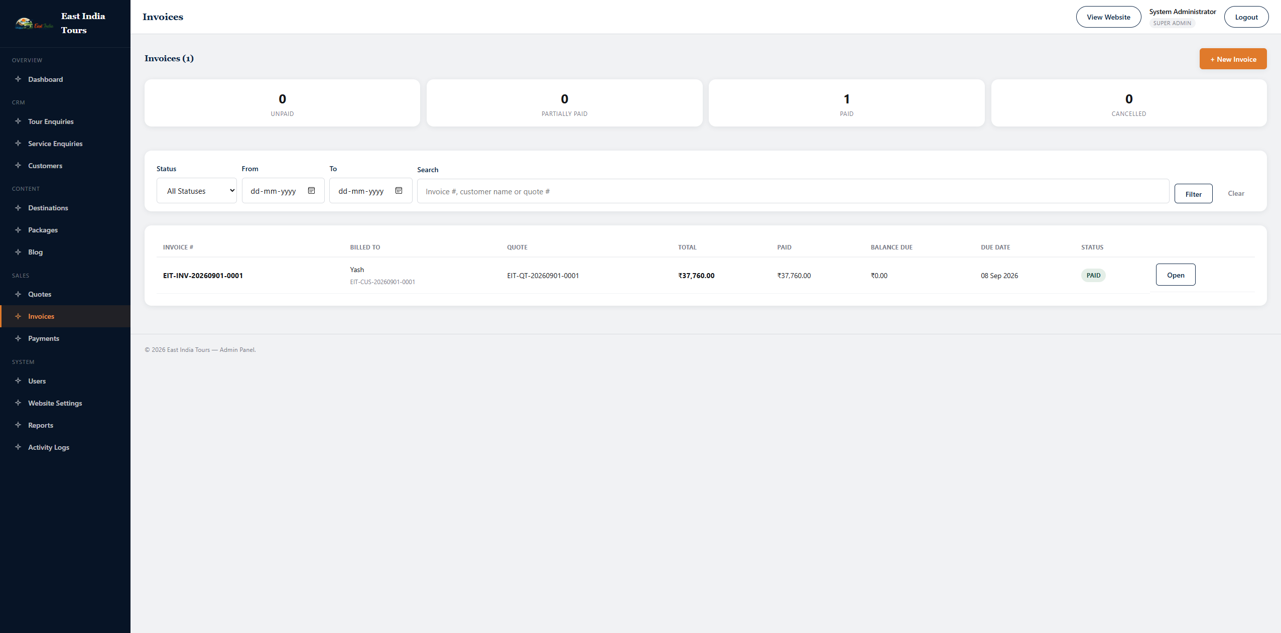 Travel invoice management