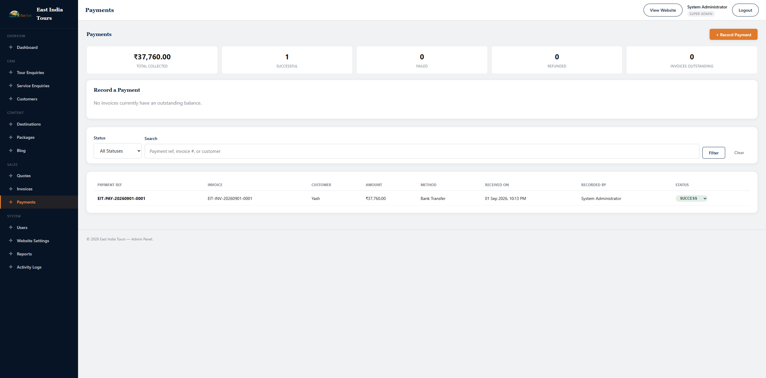 Travel payment management