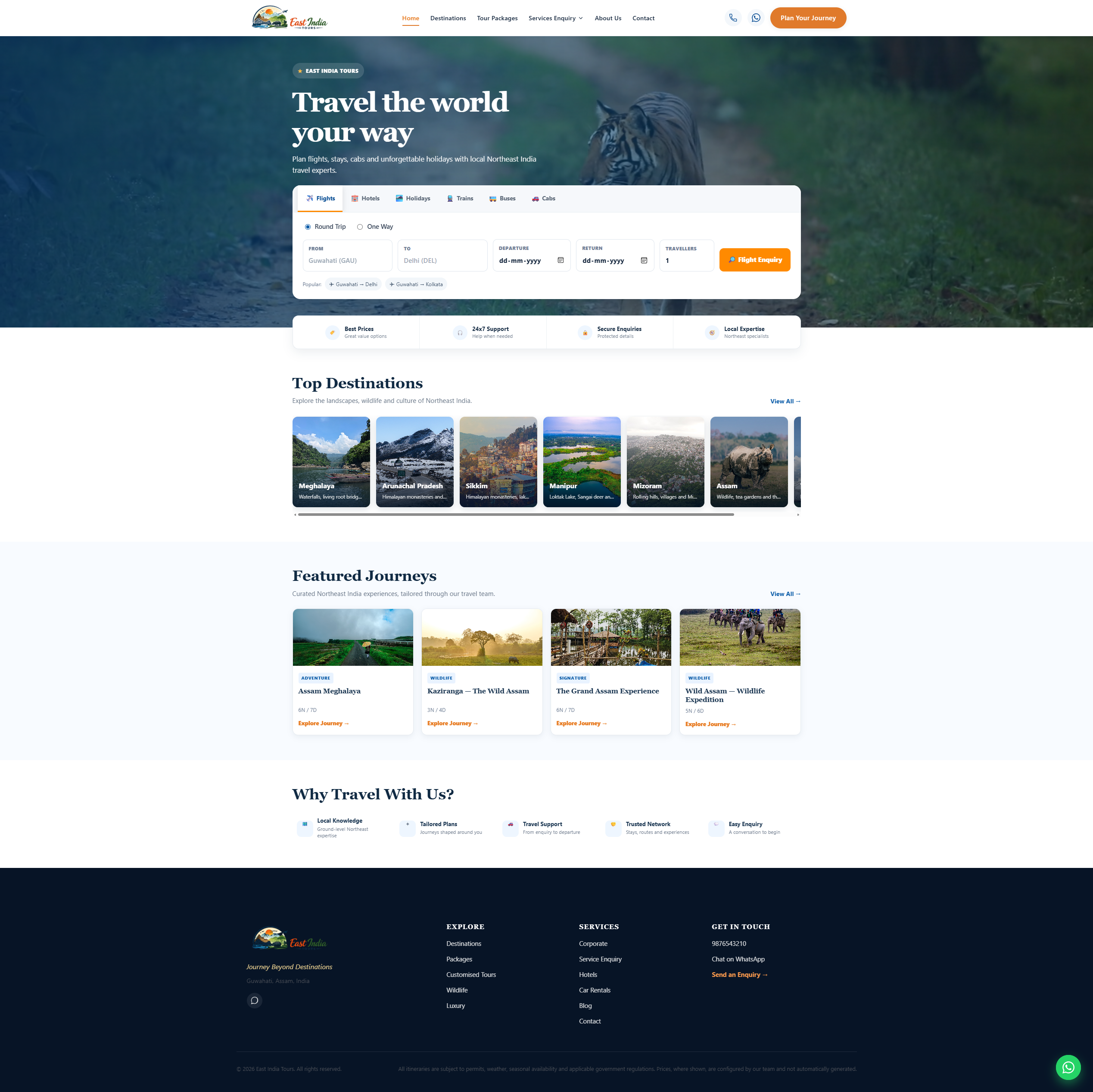 Full East India Tours website